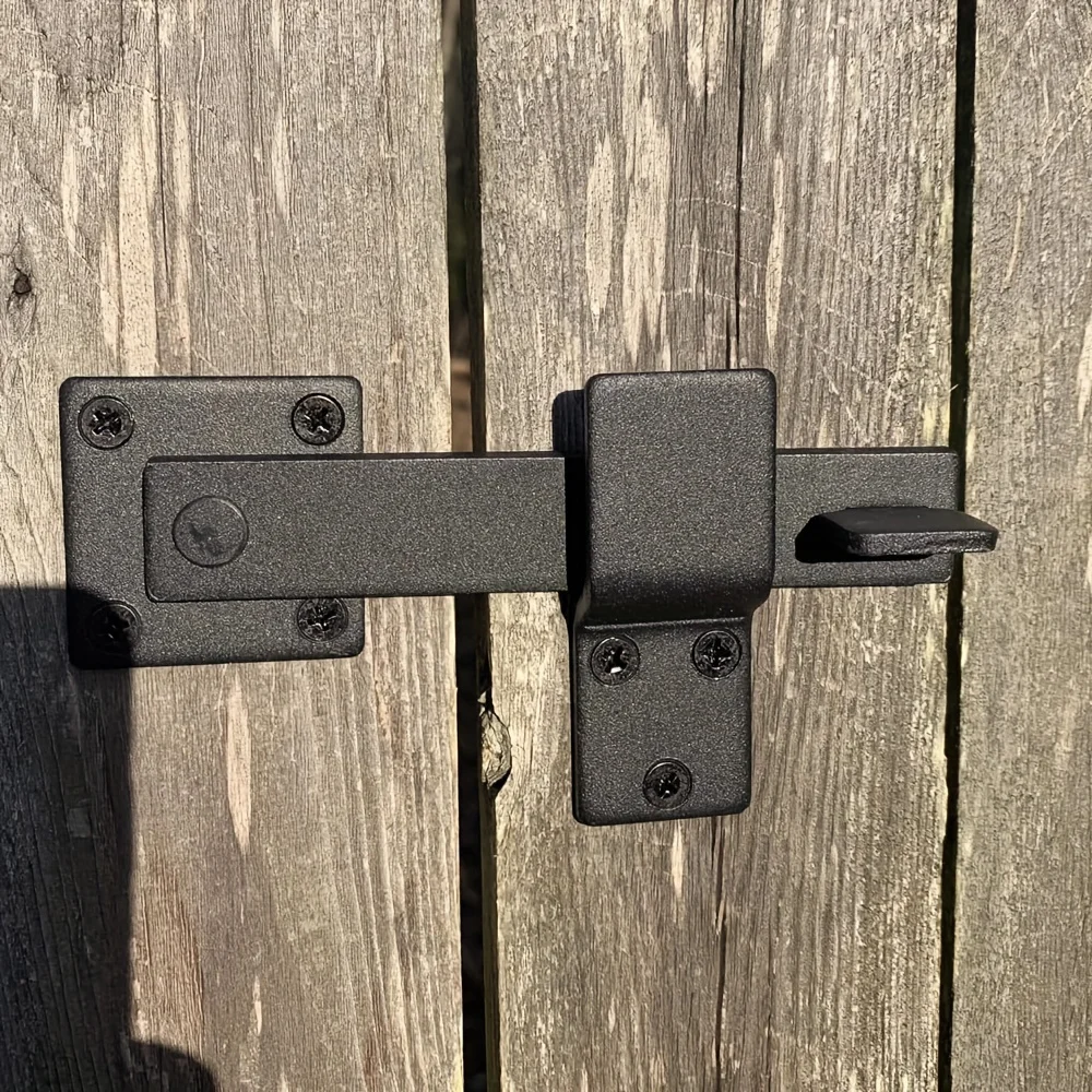 

Сверхмощная матовая черная металлическая дверная защелка сарая, матовая металлическая матовая отделка с вращающейся ручкой для наружной защелки с откидной дверью