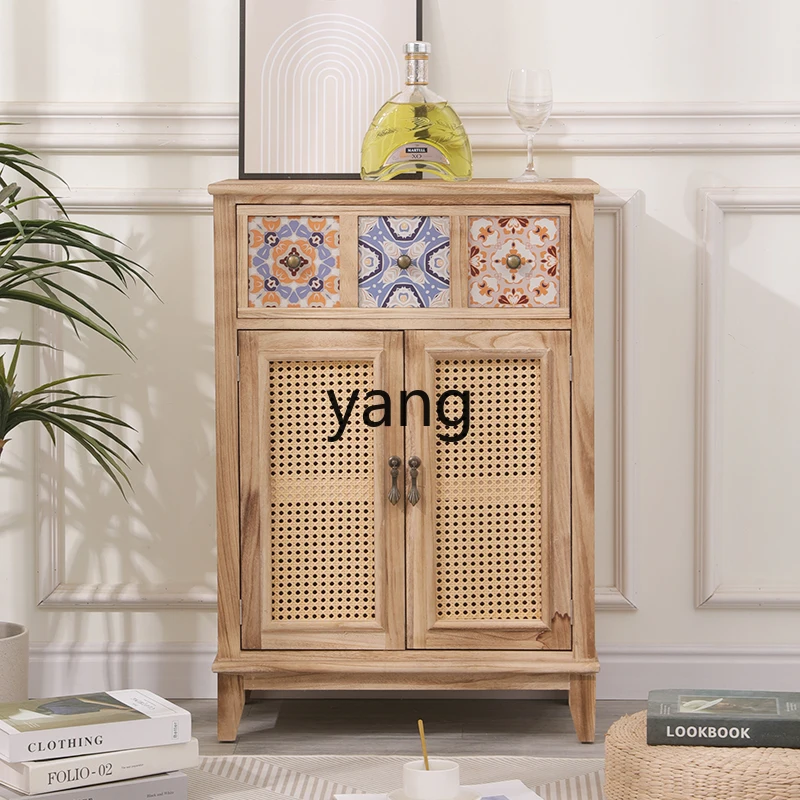 LH retro solid wood storage cabinet with door locker living room multi-layer locker multi-functional bedroom