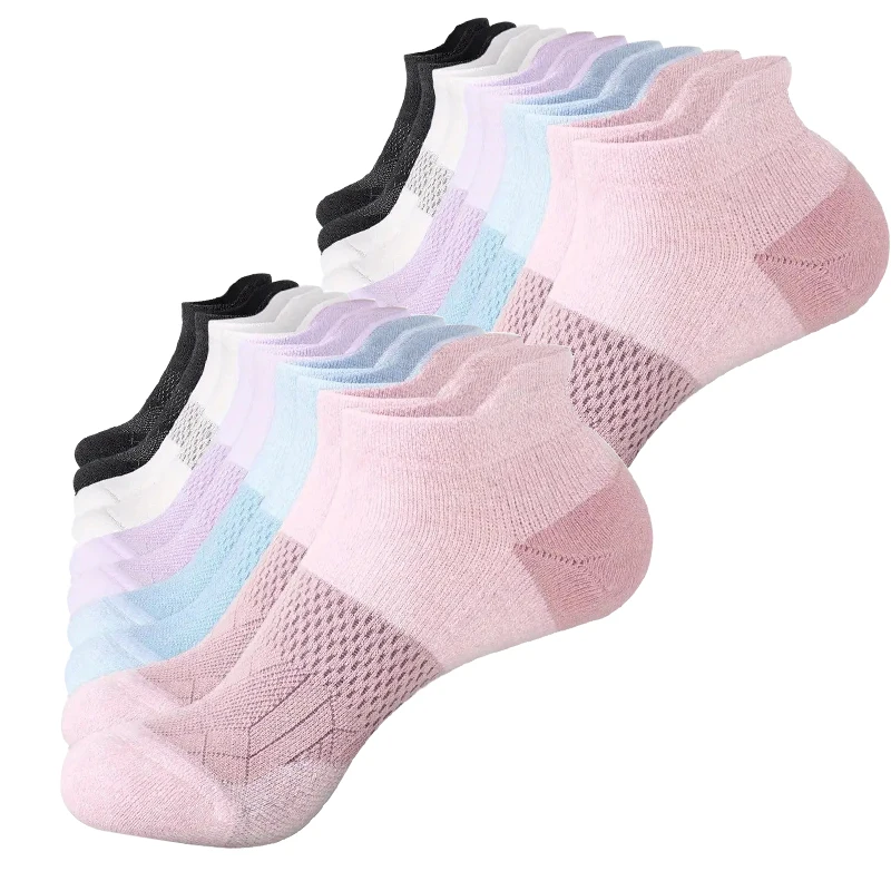 

Женские сетчатые дышащие носки до щиколотки, 5 пар — пастельные, разноцветные, с тонким цветочным принтом