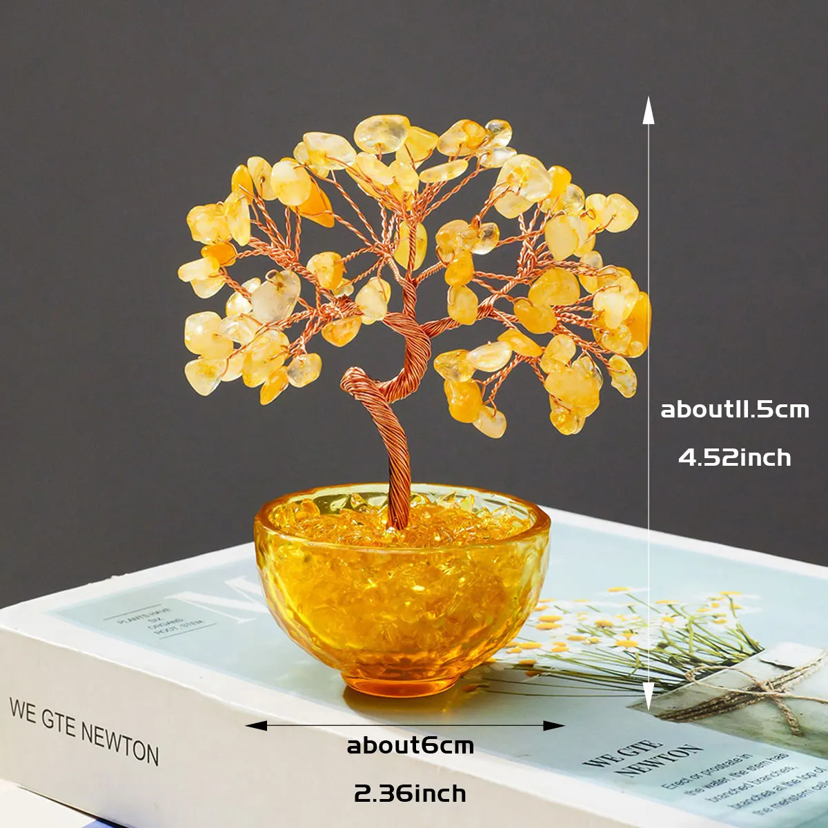 1 قطعة شجرة كريستال طبيعية حجر الطاقة وشجرة المال الكريستال الأسلاك النحاسية ملفوفة أواني الزهور الملونة أشجار اليوغا فنغ شوي