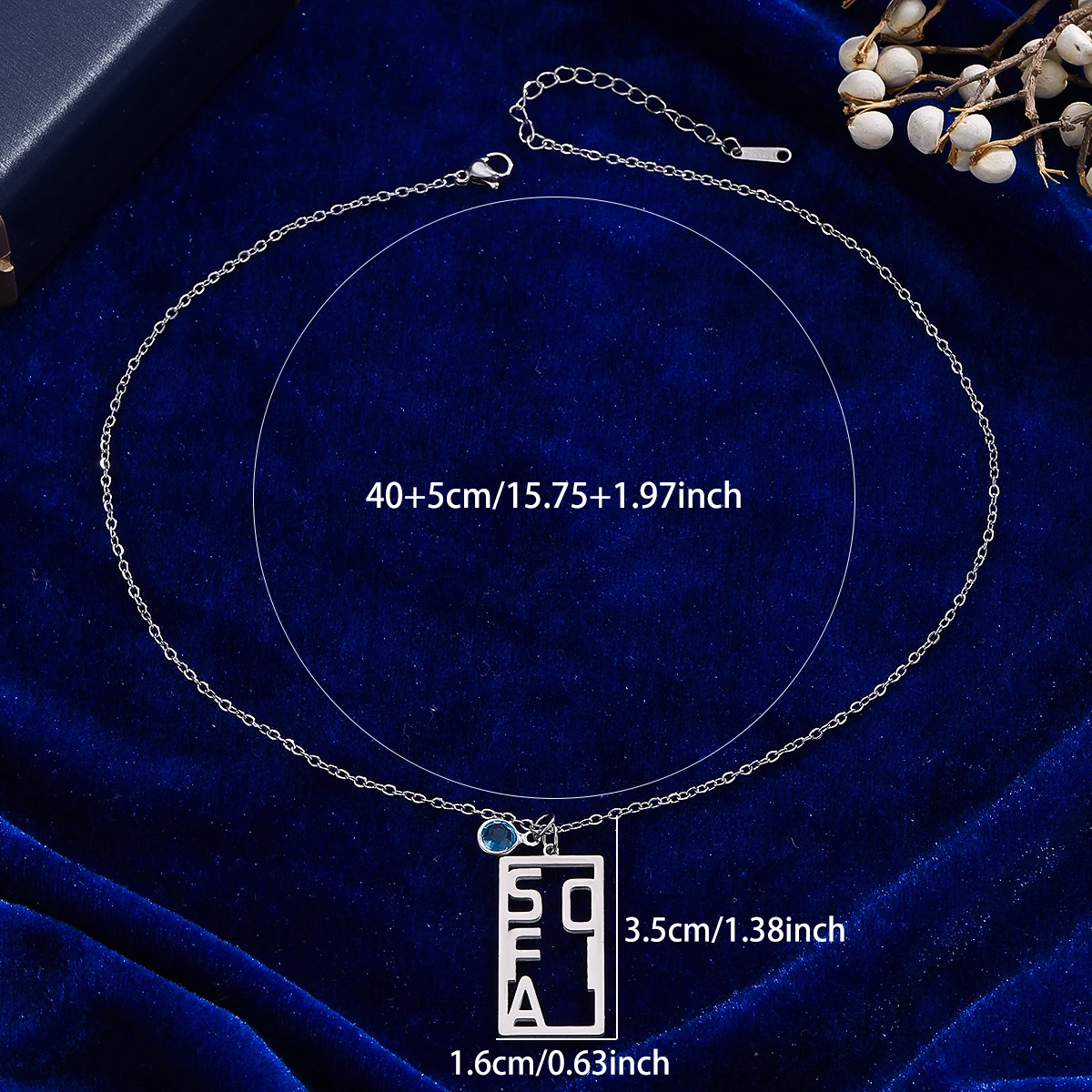 Simple Rectangle Line Pendant Necklace for Women Girl Customized Name Metal Steel Clavicle Choker Chains Male Jewelry Gifts