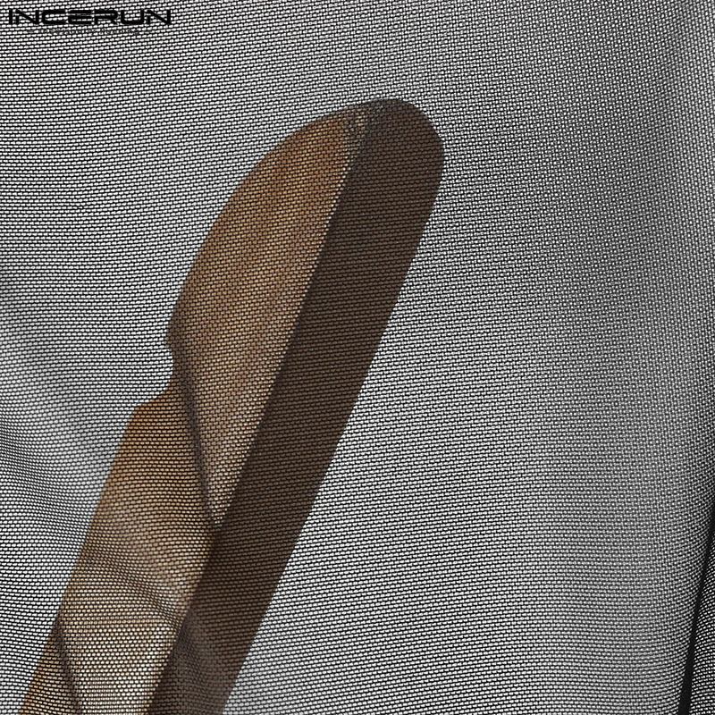 INCERUN الرجال تانك القمم شبكة المرقعة الرباط مثير الجوف خارج انظر من خلال سترات الذكور الصيف الشارع الشهير موضة المحاصيل القمم S-5XL #5