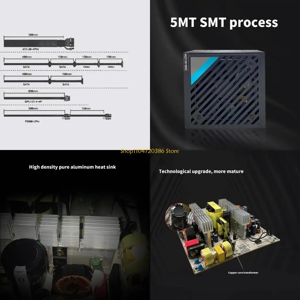 

K0EA 750W PC Case Power Supply Gaming Desktop Computer Power Supply with 120mm Cooling Fan and with Full Protections