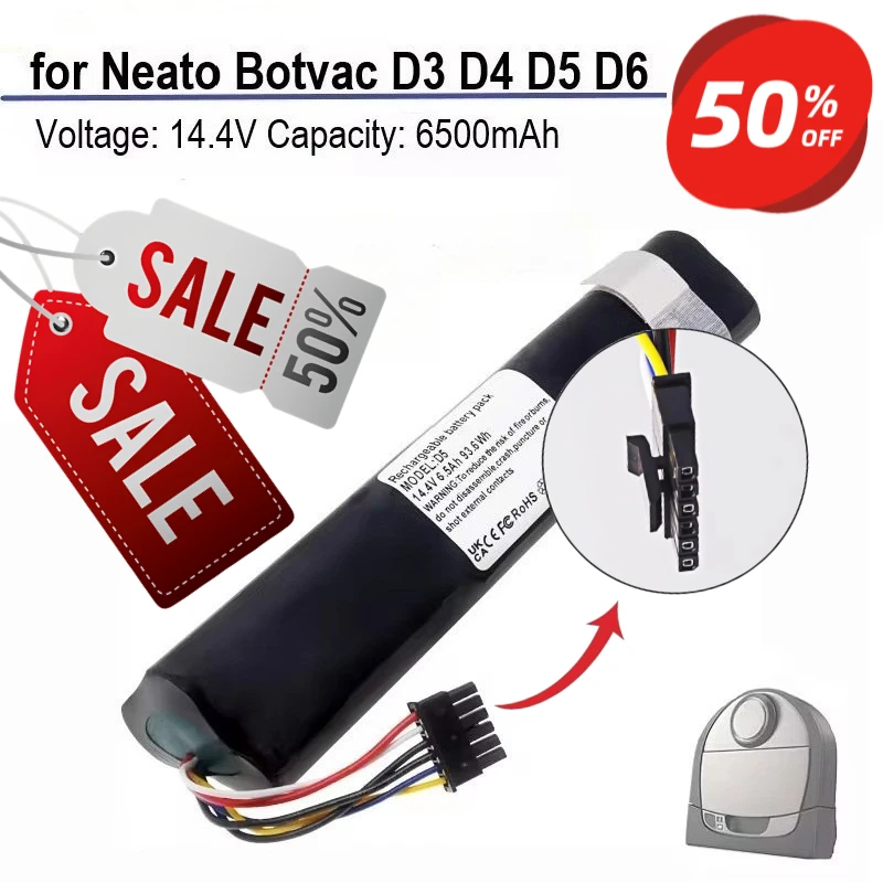 

Аккумулятор 14.4В 61Втч 12800мАч для робота-пылесоса Neato Botvac D3 D4 D5 D6 D7 205-0011 D301 D502 D705