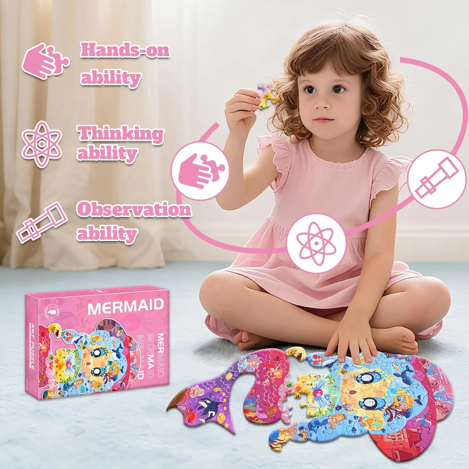 

Красочная головоломка - развивающая игра-пазл для детей, девочек и мальчиков | Портативный бумажный пазл с уникальными фигурами животных # Цвет: Фуксия