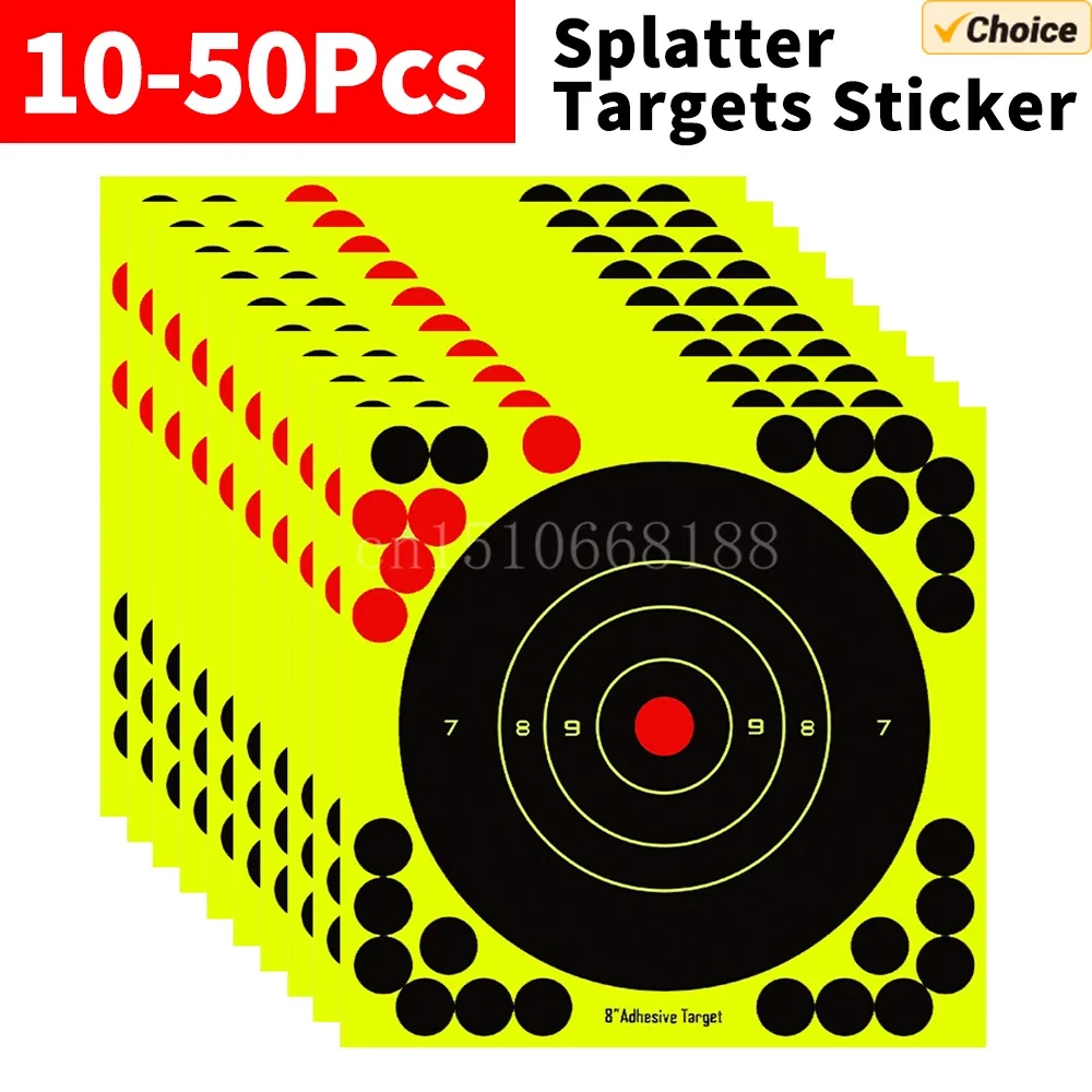 

A7 25 sheets/pack 8 Inch Bright Fluorescent Yellow Splatter Target Sticker - Adhesive Reactive Shooting Targets