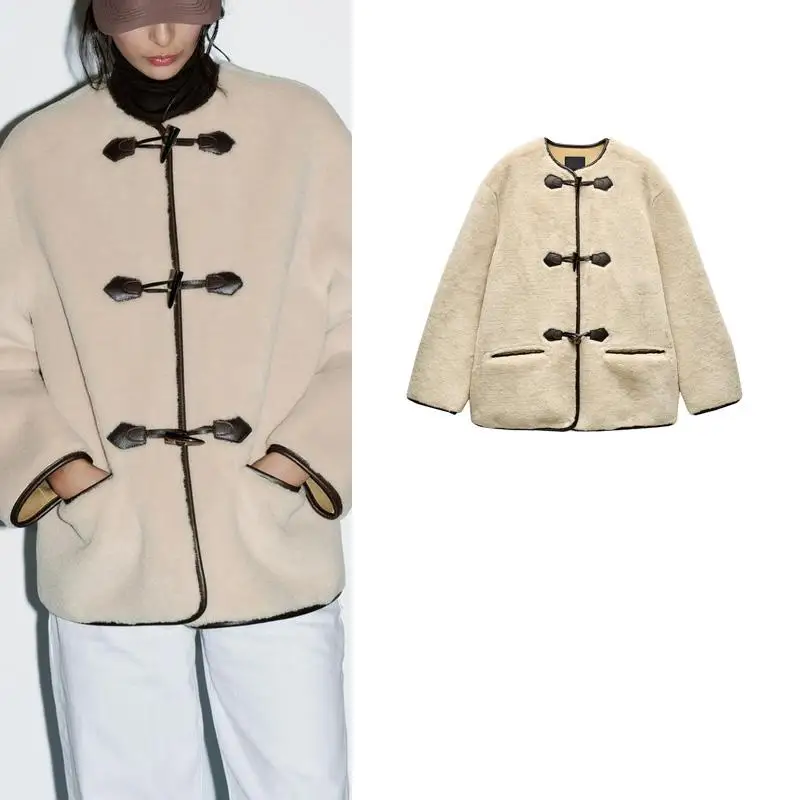 Herbst Winter Neue Ankunft frauen Mantel Gefälschte Pelz Wirkung Jaet Seil Knoten Dekoration Thiened Lange Sve Pendeln Sle