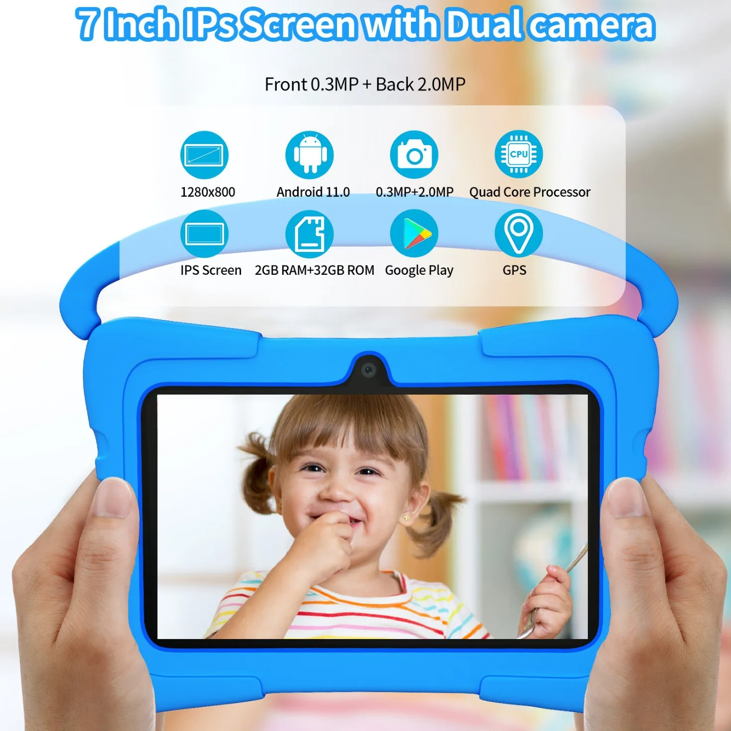 CG 7-дюймовый детский планшет Android 13, 4 ГБ ОЗУ, 64 ГБ ПЗУ, 5G Wi-Fi, аккумулятор 4500 мАч, камера, 3 миллиона пикселей, детский подарок, детское программное обеспечение