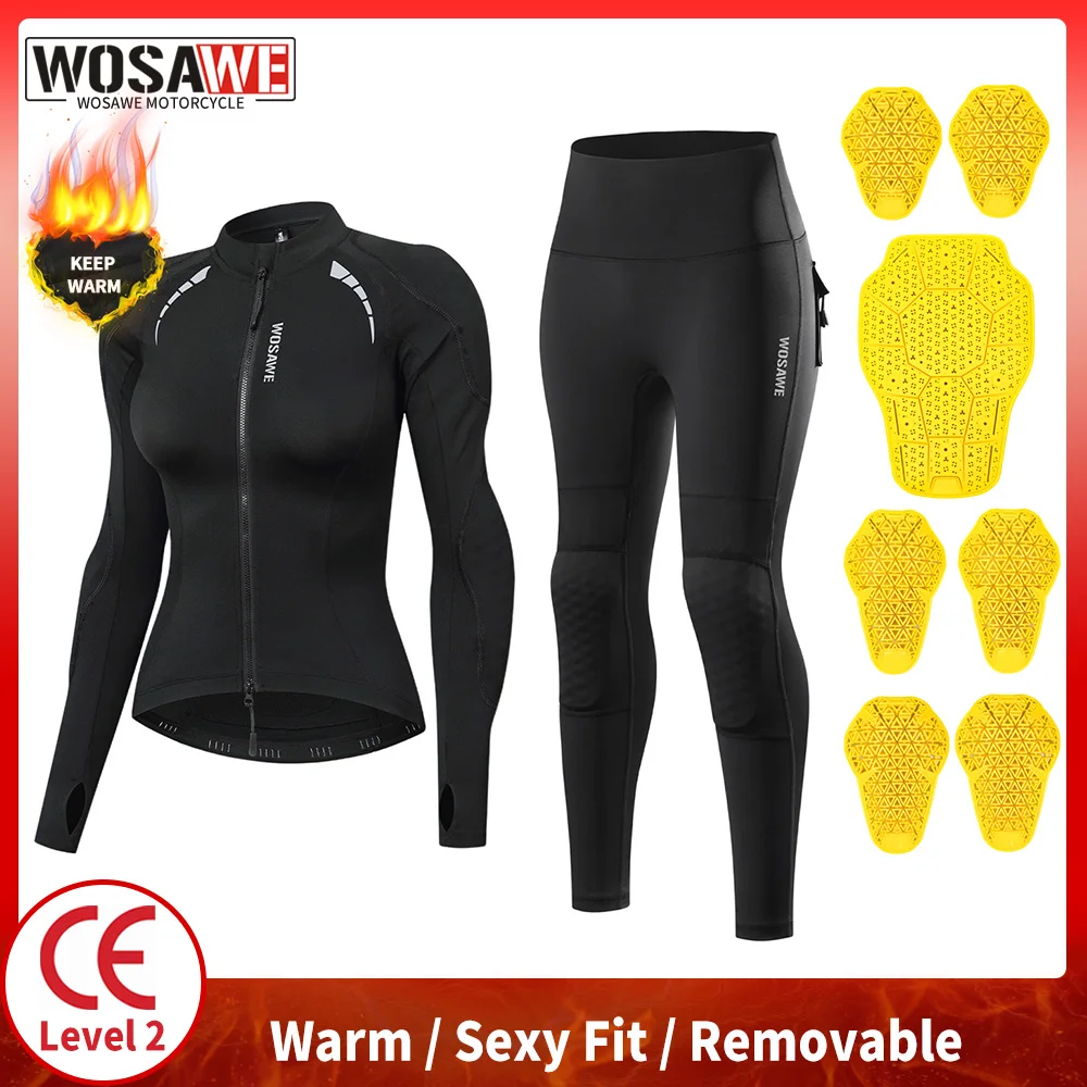 WOSAWE النساء دراجة نارية لينة درع كامل الجسم دعوى الشتاء الربيع دراجة نارية سترة واقية موتوكروس الإنحدار السراويل CE المعتمدة #1