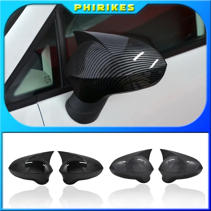 2pcs Black Add on Side Mirror Cover Rearview Caps For Seat Leon MK2 1P facelift / Ibiza MK4 6J / Exeo 3R 2008-2017 Mirror Cover