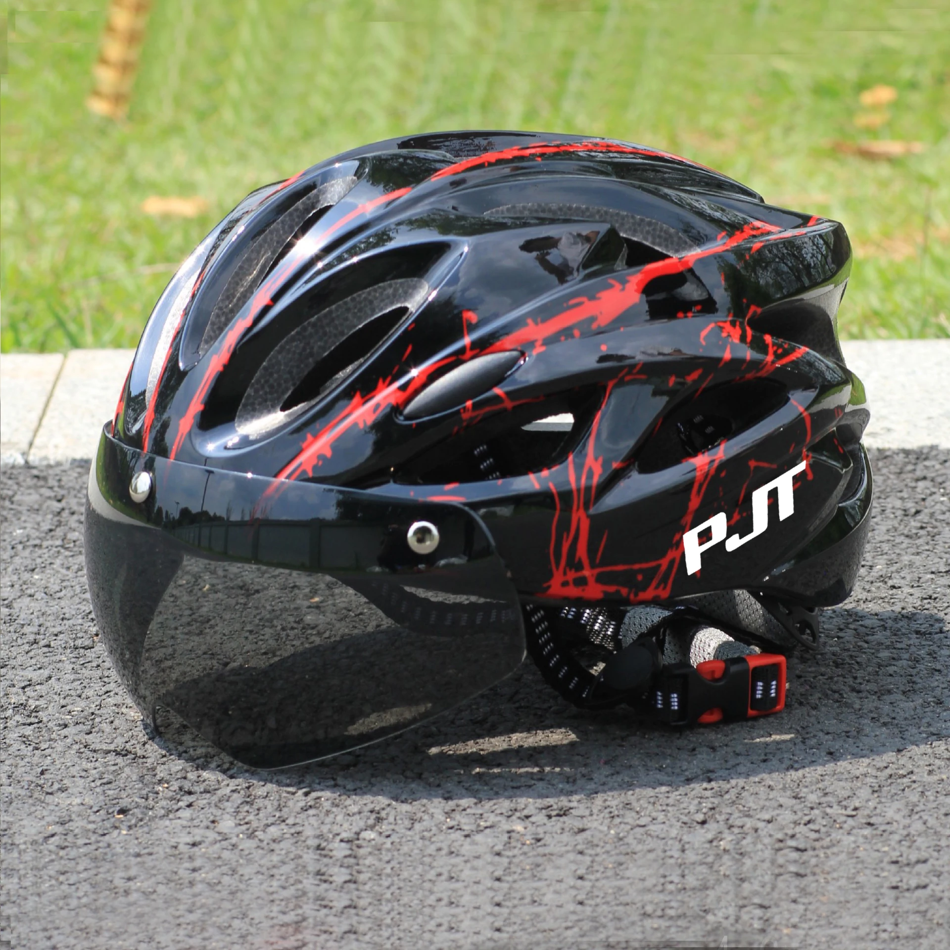 PJT Lightweight Breathable Bicycle Helmet With Magnetic Attraction Goggles Lens Bike Helmet Free Switching Adult Cycling Helmet image 3