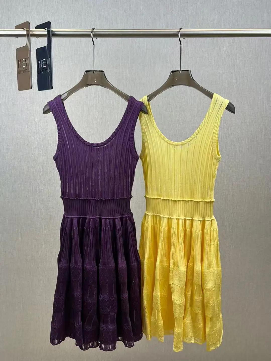 Stretch Slim Knit Sleeveless Dresses Temperament Sexy Peplum Purple Women\'s Dress 2025 Spring New