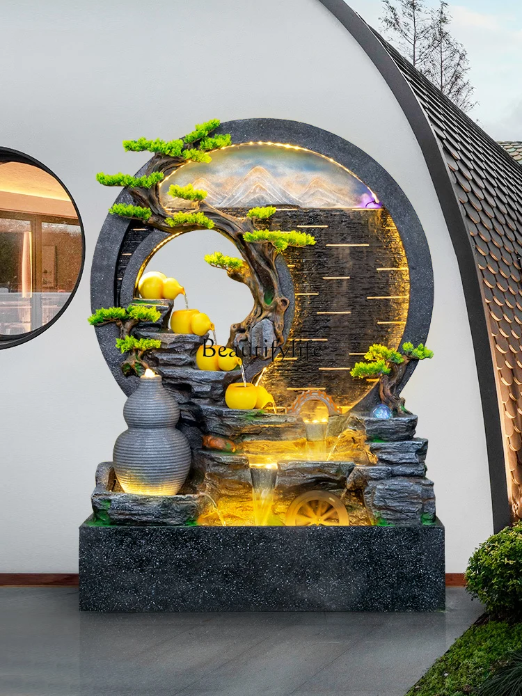 

New Chinese Style Water Flow Fountain Water Curtain Wall Screen Indoor Hotel Landscape Decoration Floor Ornament