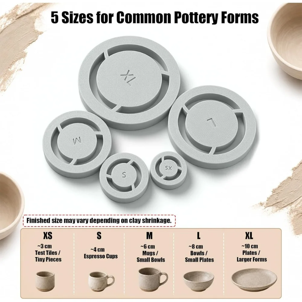 5pcs Pottery Foot Ring Template Consistent Base Ring Mold Clay Base Aligner DIY Handmade Ceramic Tool Pottery Making Supplies