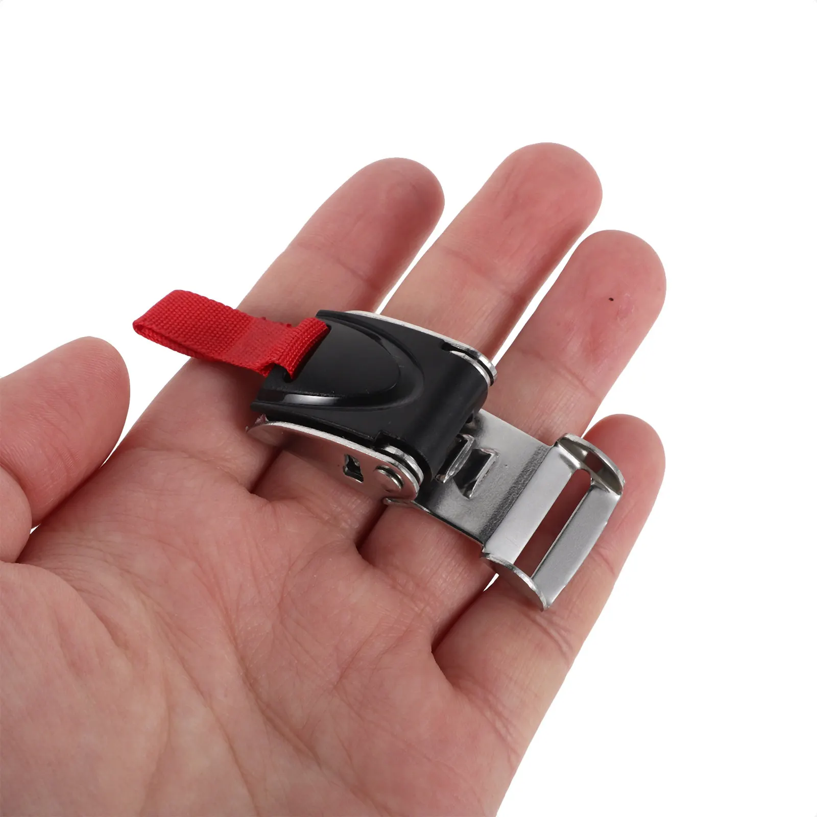 Quick Release Clip Stainless Steel 7-Segment Ratcheted Buckle for Motorcycle Chin Strap Fast Secure Glove-Friendly