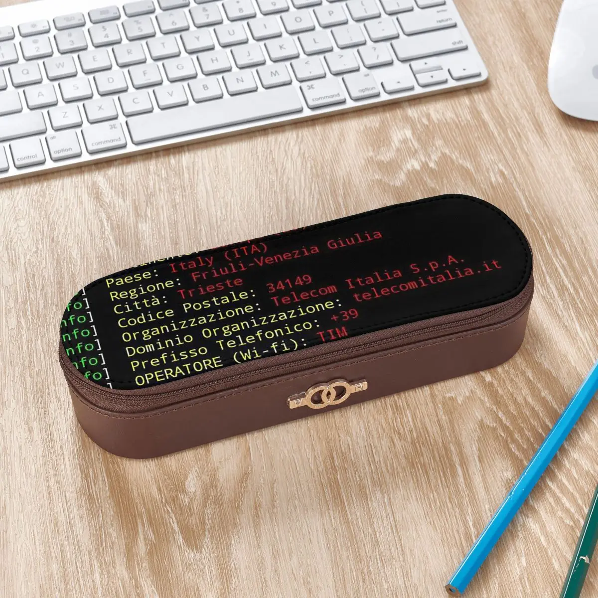 Hacker Code Binary Code Geek Science Computer (8) Leather Pencil Cases Pen Holder Storage Stationery Supplies Pen Box