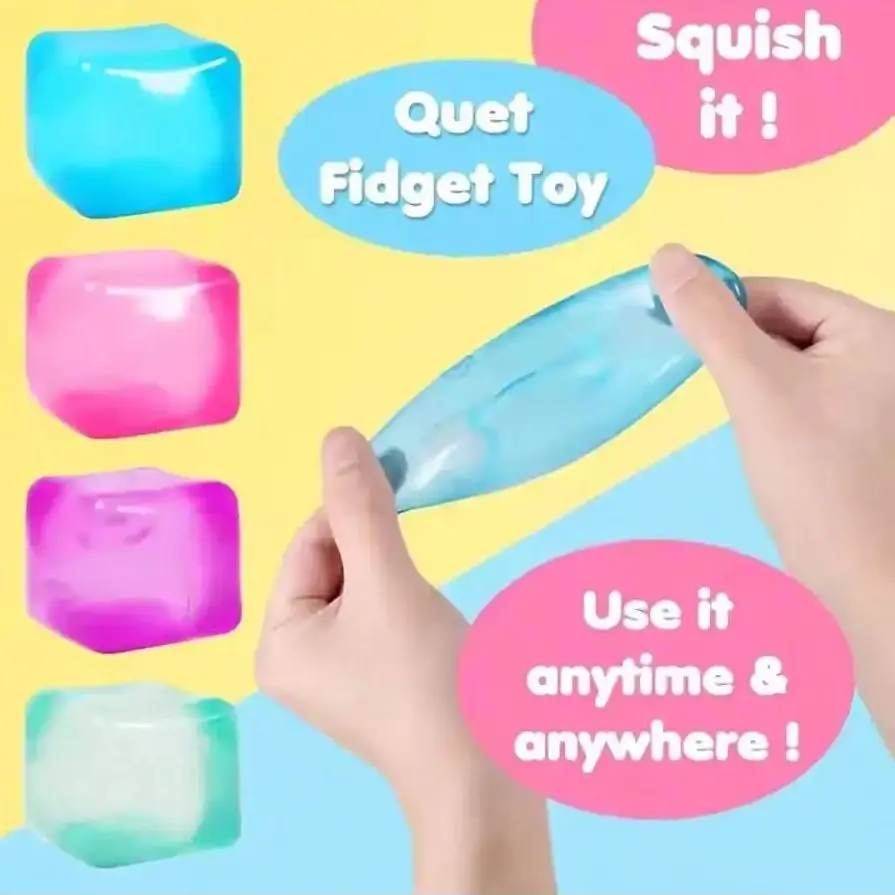 1個/3個 アイスキューブ型 スクイーズ フィジェットトイ - ランダムカラー ストレス解消おもちゃ 大人向け (誕生日やクリスマスのギフトに最適)