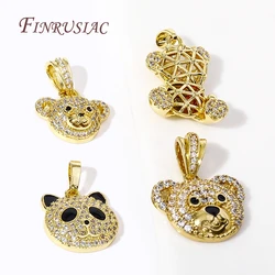 Luxury Trendy 18K Gold Plated Pave Zircon Animal Bear Charms for DIY Christmas Pendants Jewelry Making Supplies Accessories