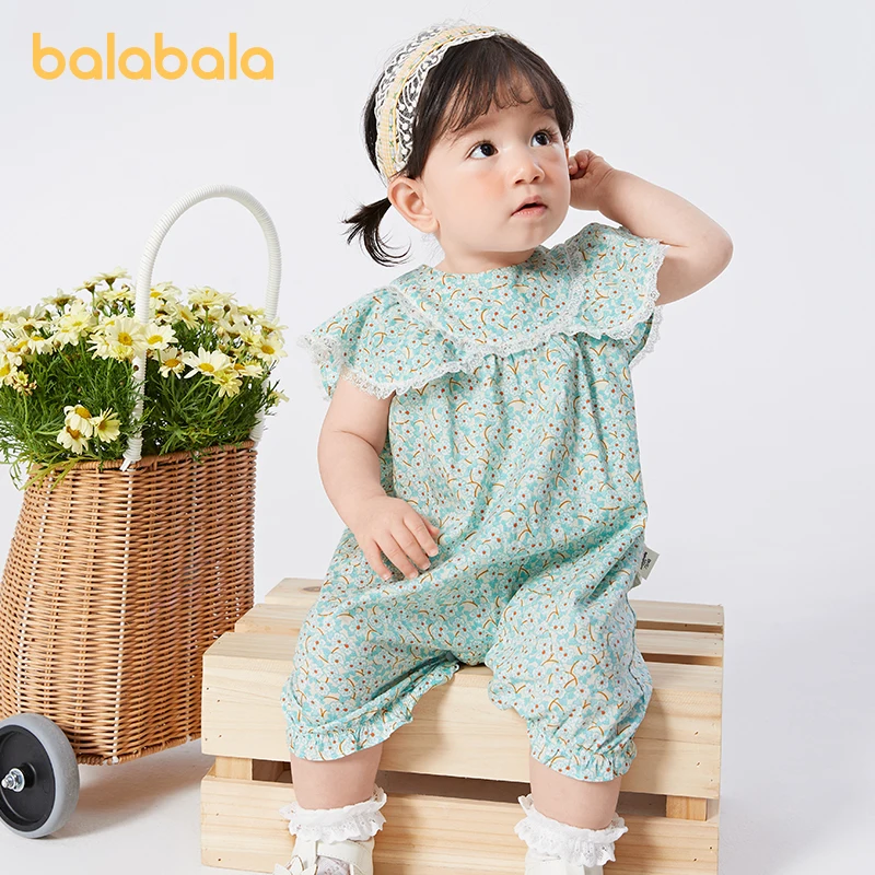 Balabala-Barboteuse pour bébés filles, vêtements d'été pour nourrissons, grenouillères, olympiques, tenues douces, fraîches et artistiques, nouvelle collection 2024