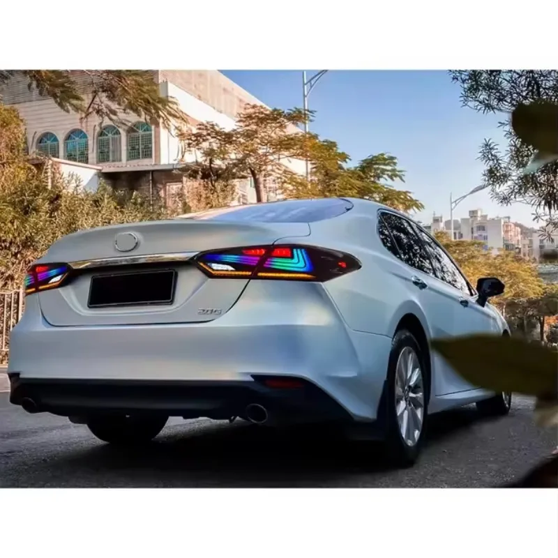 Задние фонари в сборе, анимация запуска 2018-2024 DRL RGB, задние задние фонари автомобиля для Toyota Camry, задний фонарь