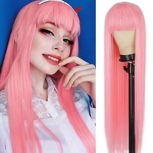 28-inch synthetic buttonnet long wig role-playing wigs are ideal for everyday party wear by women wig