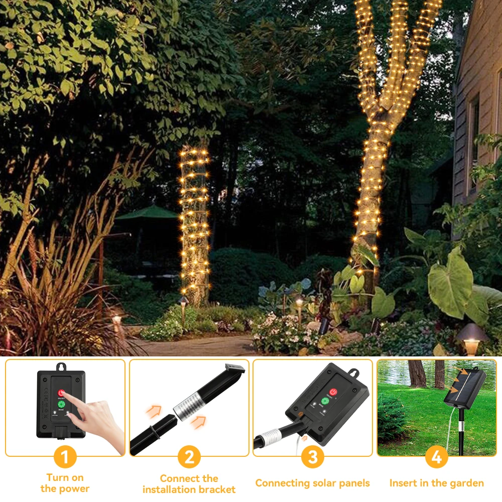 100-200 LED Solar Light Outdoor Garden Fairy String Light 8 Modes Led Twinkle Waterproof Lamp for Christmas Patio Tree Party