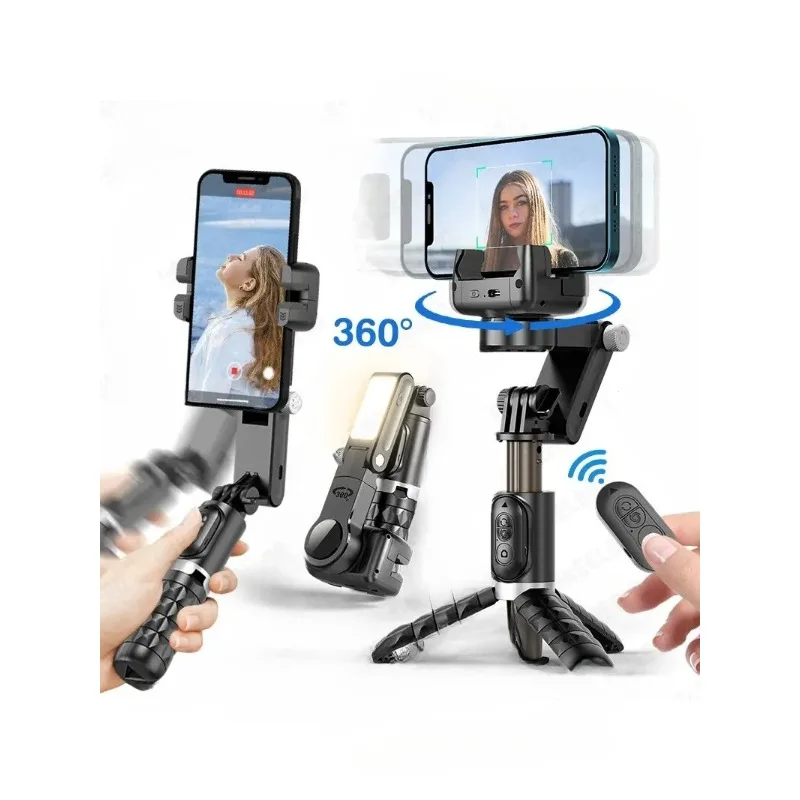 360 Rotation Gimbal,Selfie Stick Tripod with Remote Fill Light Following Shooting,Stabilizer for Smartphone Live/Vlog 2025 Hot