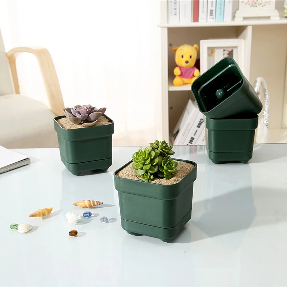 

3pcs Thickened Square Plastic Flower Pots With Drainage Holes Lightweight For Indoor Balcony Use
