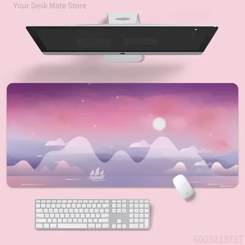 Aesthetic Pastel Cloud Moon Mouse Pad Waterproof Non‑Slip Lovely Heart Starry Sky Art Print Mousepad Computer Accessory