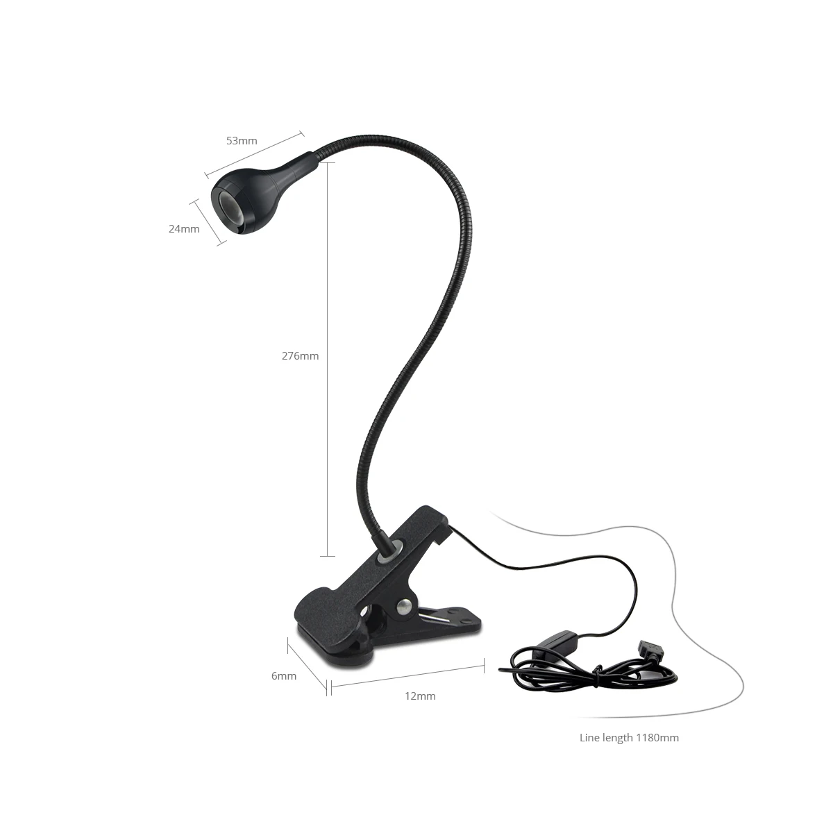 Lámpara LED de lectura con Clip para mesa de cama, luces nocturnas flexibles y libres alimentadas por USB con interruptor de botón