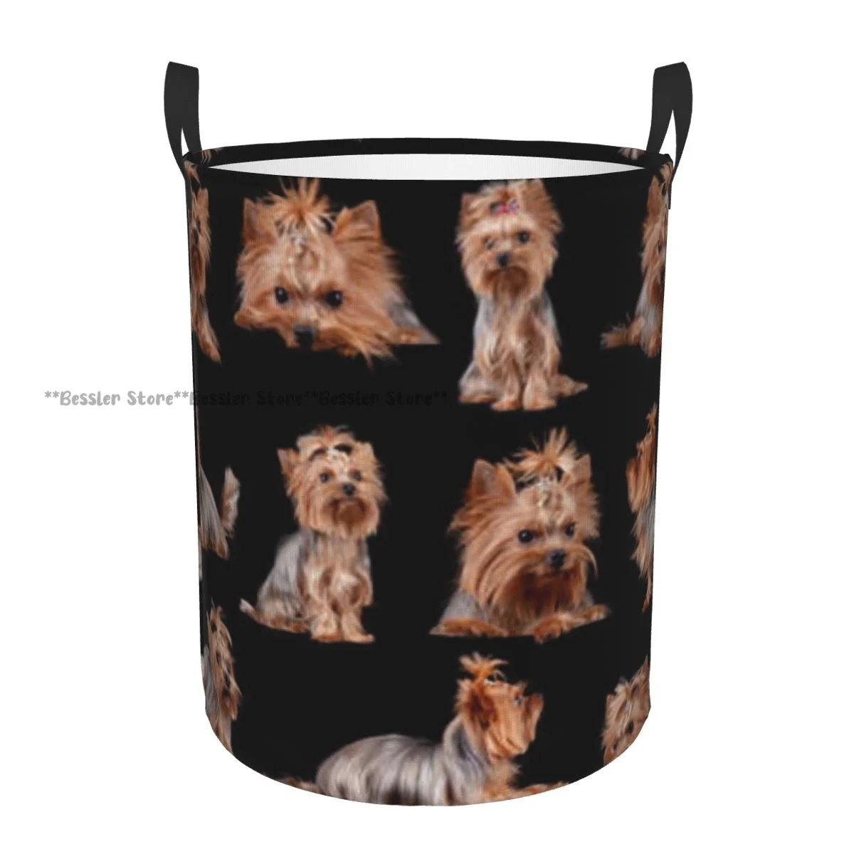 Yorkshire Terrier Dogs Background Waterproof Storage Bag Household Dirty Laundry Basket Folding Bucket Clothes Organizer