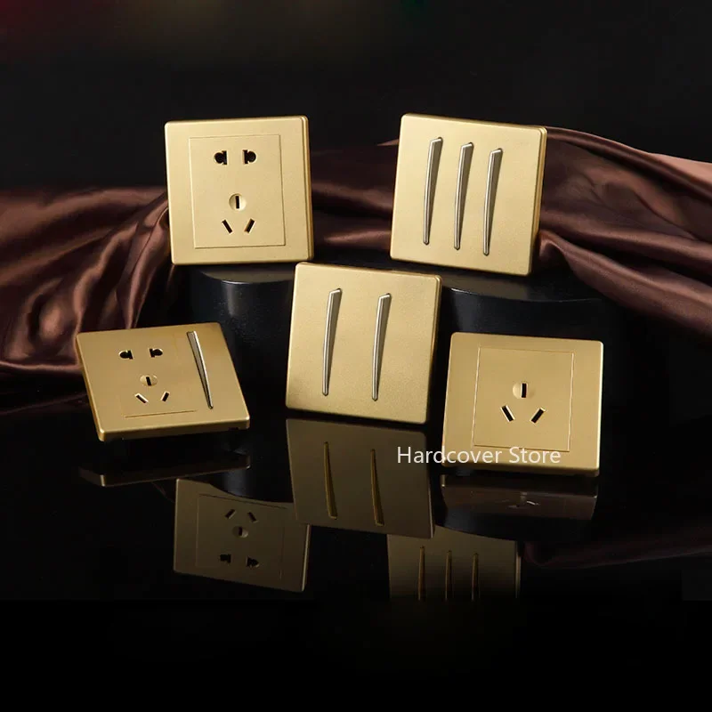 Home Improvement Wall Lamp Switch Panel Personality Fashion Golden 2 Way Dual Control 86 Type Push Button Switch