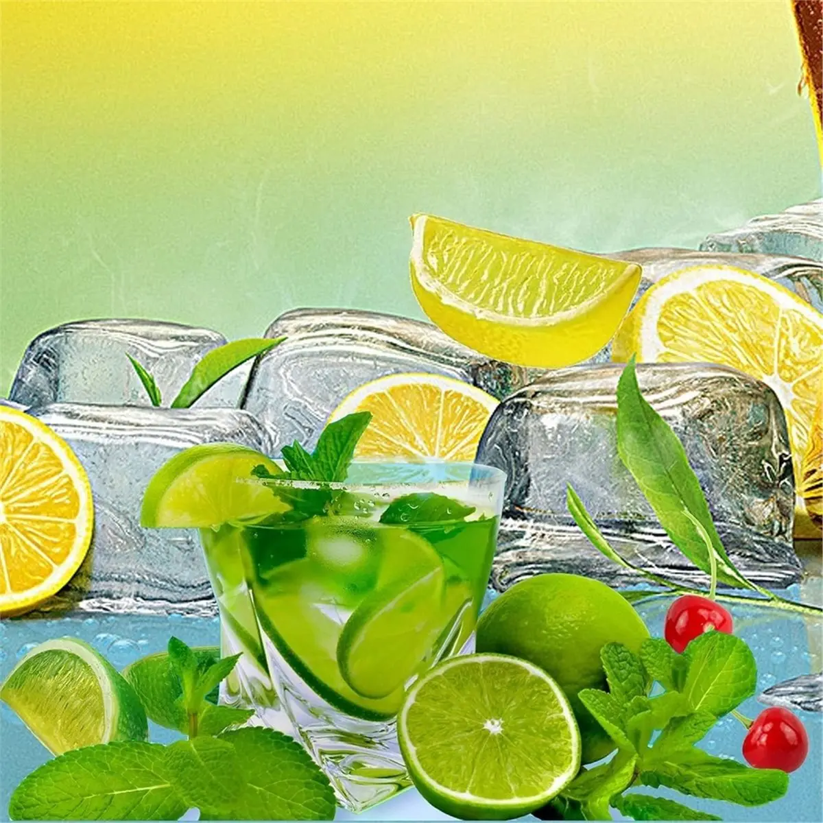 Multi-use Gear 1set Simulated Home Kitchen Decoration and Photography Props, Including Lemon Slices, Cherries, and , 64 Pieces