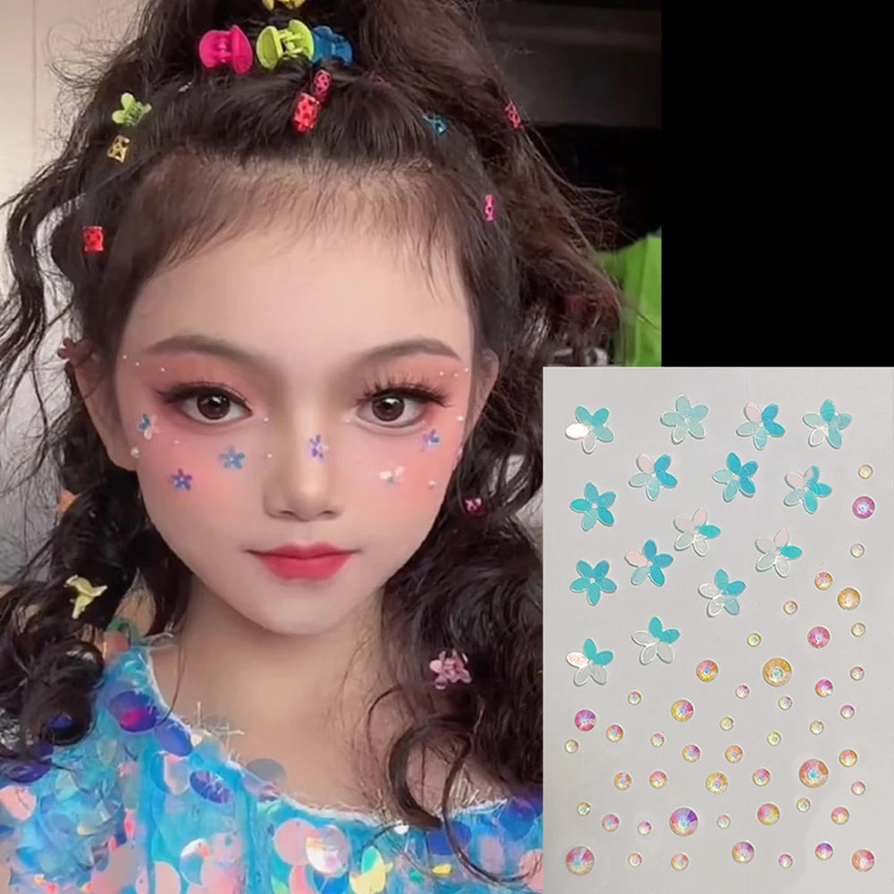 3d glänzende Kristall aufkleber selbst klebende Gesicht Kristall perlen aufkleber Frauen augen Gesicht Körper y2k koreanische Bowknot Aufkleber Make-up-Werkzeuge