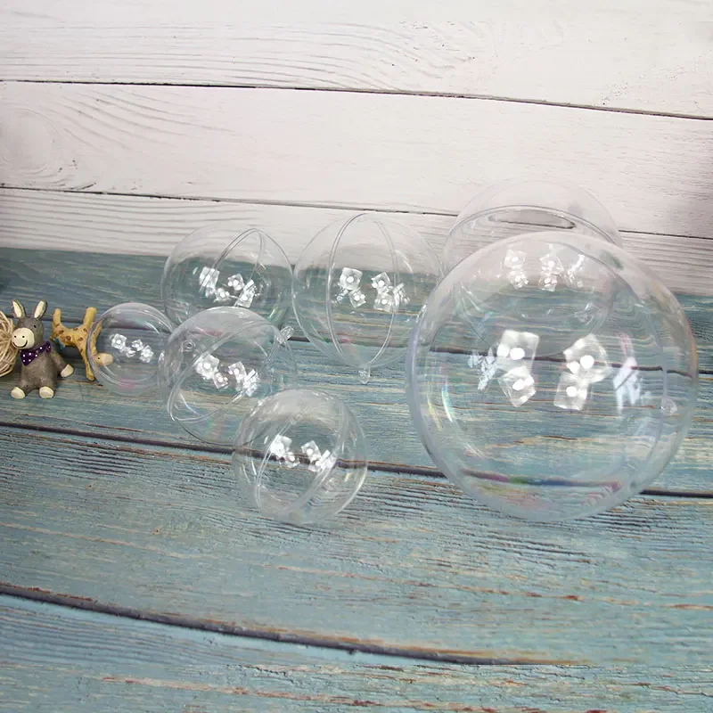 Clear Plastic Fillable Ornaments - 5 Pairs for Christmas Wedding Party Gift Packaging Home Decor