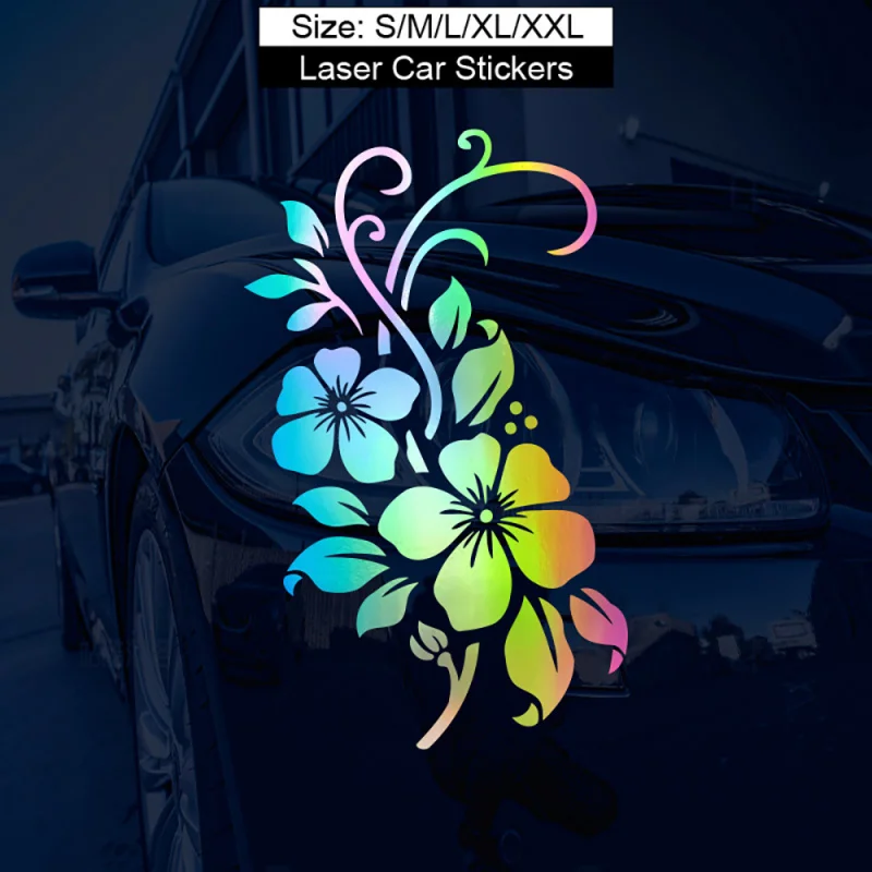 

1pc Vibrant Multicolor Reflective Flower Car Decal - Premium Vinyl Sticker, Sunproof & Easy Peel & Stick Adhesive for Cars