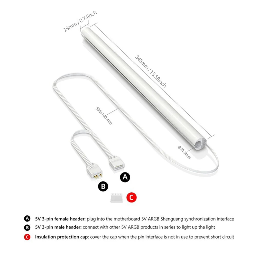 Refroidisseur de liquide pour carte mère ARGB GlaCPU, tube souple, tube de raditeur de refroidissement solitaire, tuyau de décoration de coque d'ordinateur, 5V, 3 broches