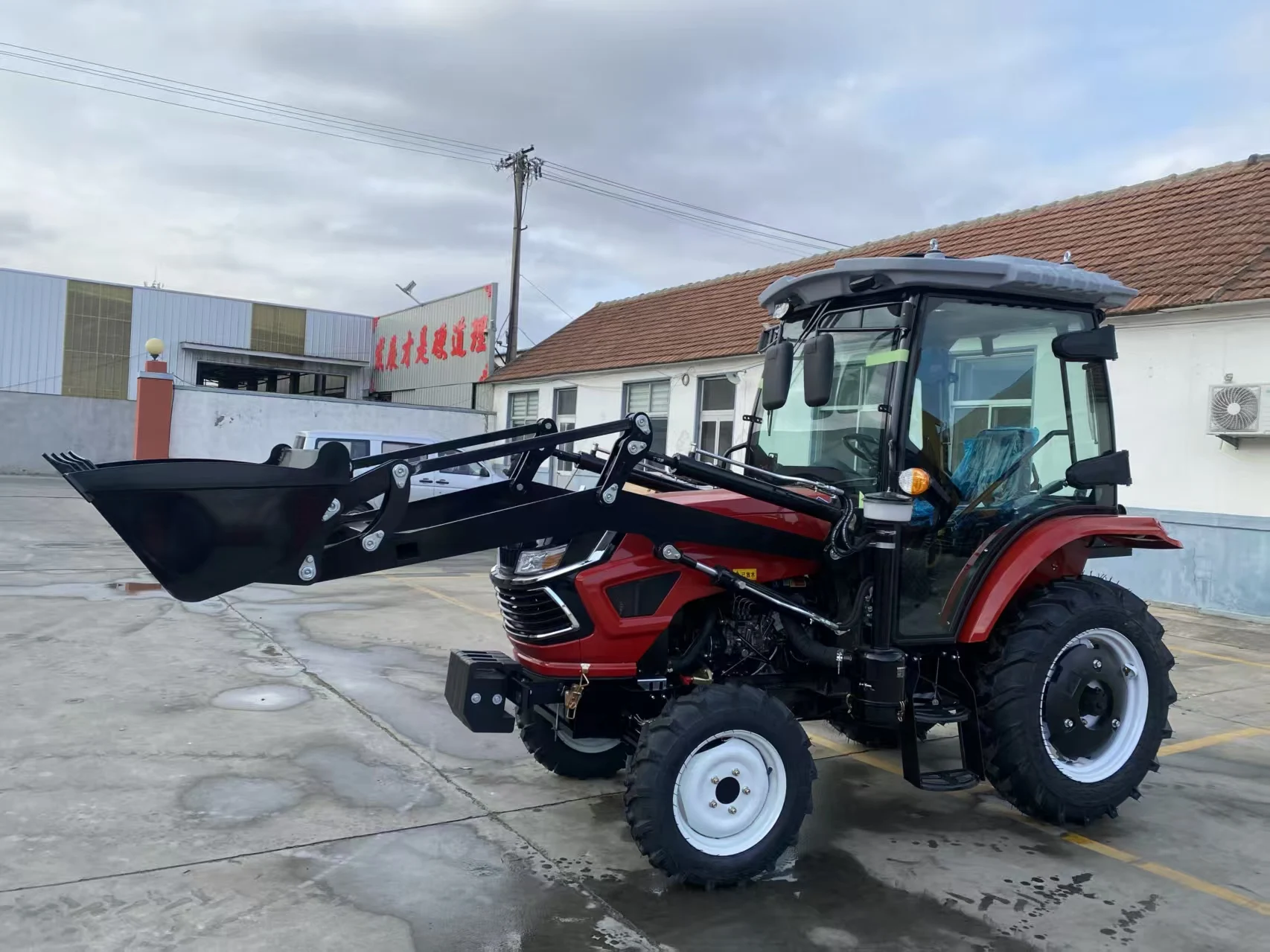 أحمر 40 حصان 50 حصان مزرعة صغيرة ديزل موتوكولتر 4 عجلات جرار مشي صغير #4