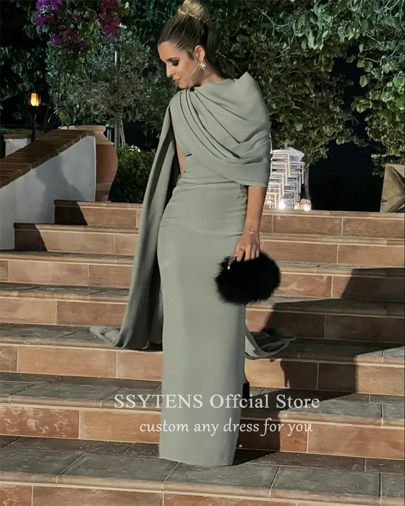 SSYTENS Modern One Shoulder Mermaid Prom Dresses Long Sleeves Draped Pleats Event Dress Formal Party Evening Gowns فساتين سهرة