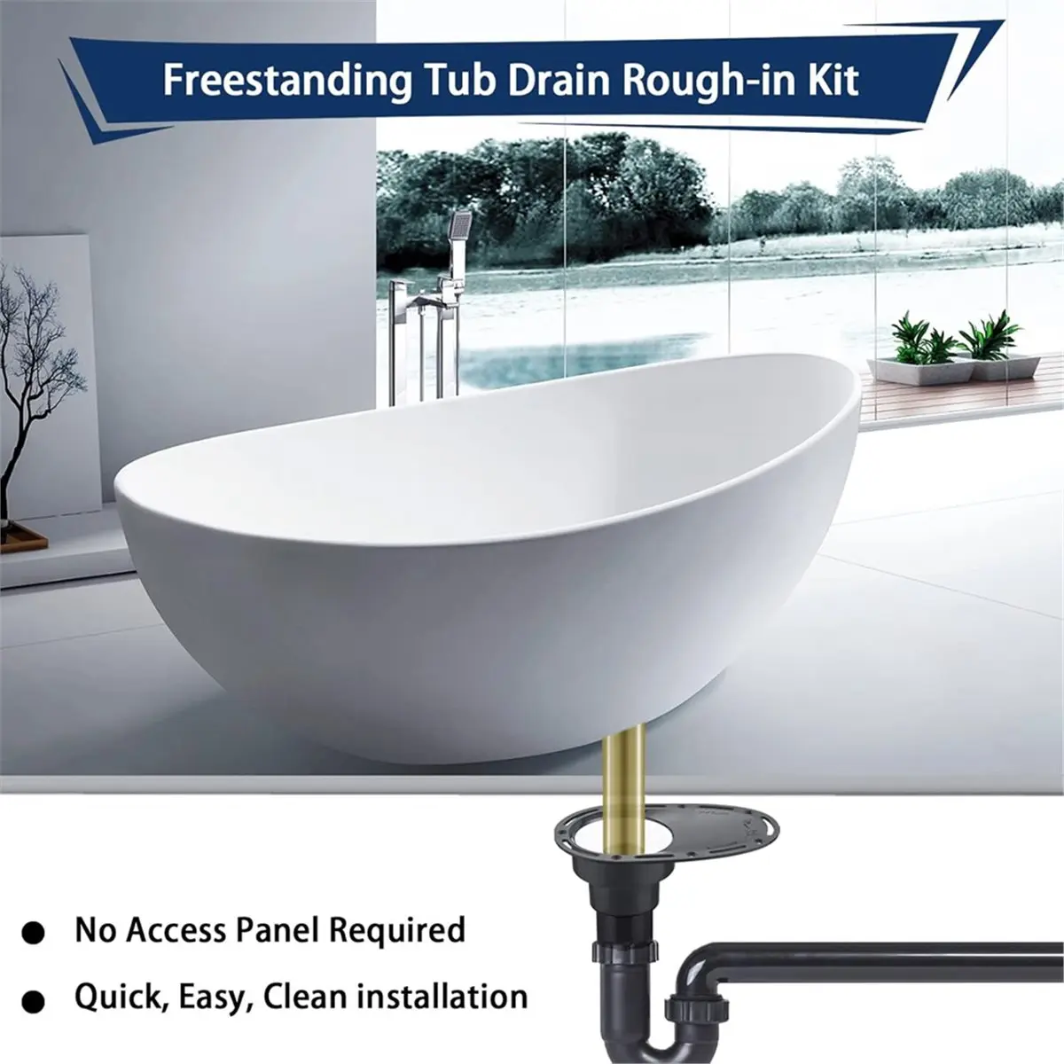 

*X07A Freestanding Tub Drain Rough-in Kit for Freestanding Bathtub with Brass Pipe and ABS Pipe