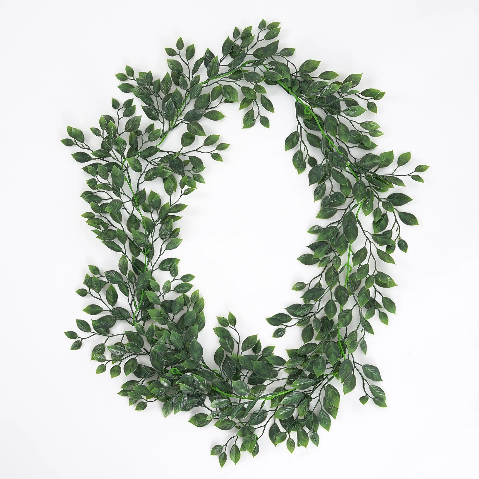 Green Banyan Tree Leaves Vine, Artificial Plant Vine, Simulation Ivy Vine, Hanging Artificial Decoration for Home,108cm Lenght