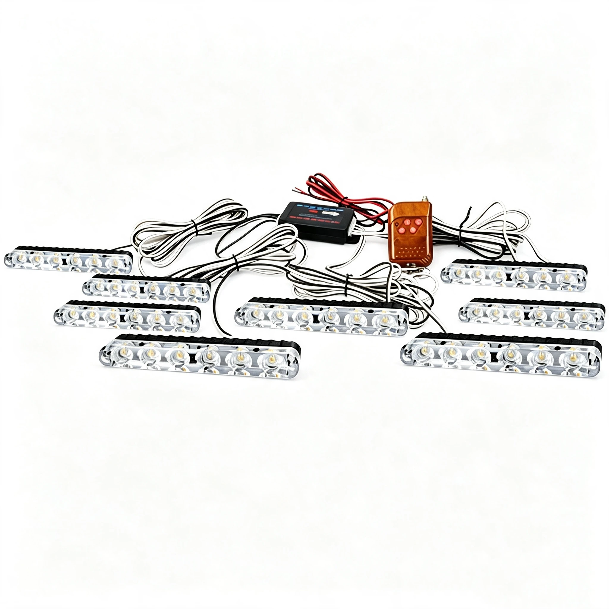 Yellow 6 LED Car Bumper Grille Light with Wireless Remote Control LED Emergency Strobe Lights Vehicle Grid Flash Signal Lamp 12V - view 2