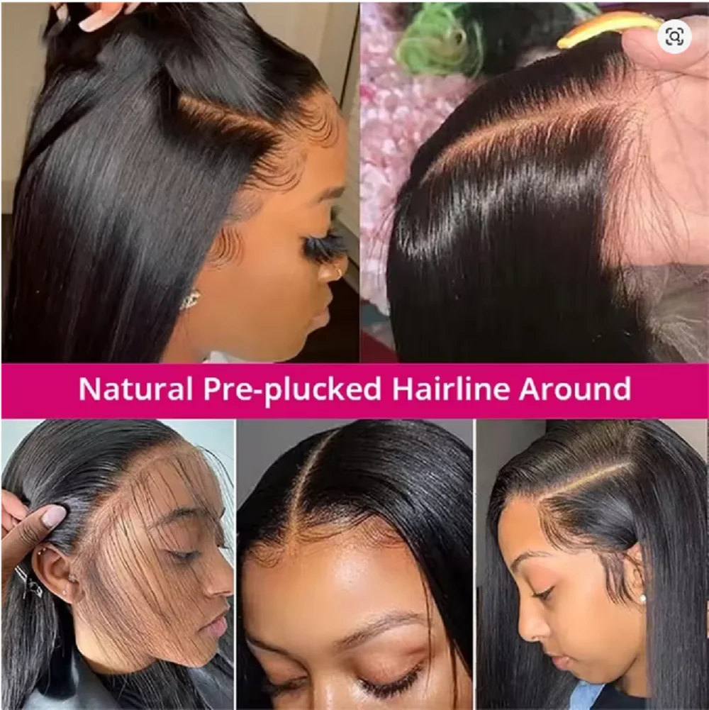 Wig Rambut Manusia Lurus Alami untuk Wanita, Wig Rambut Manusia dengan Lace Frontal 13x4, Wig Tanpa Lem 4x4 Pre Plucked, Rambut Manusia dengan Lace Pre Cut