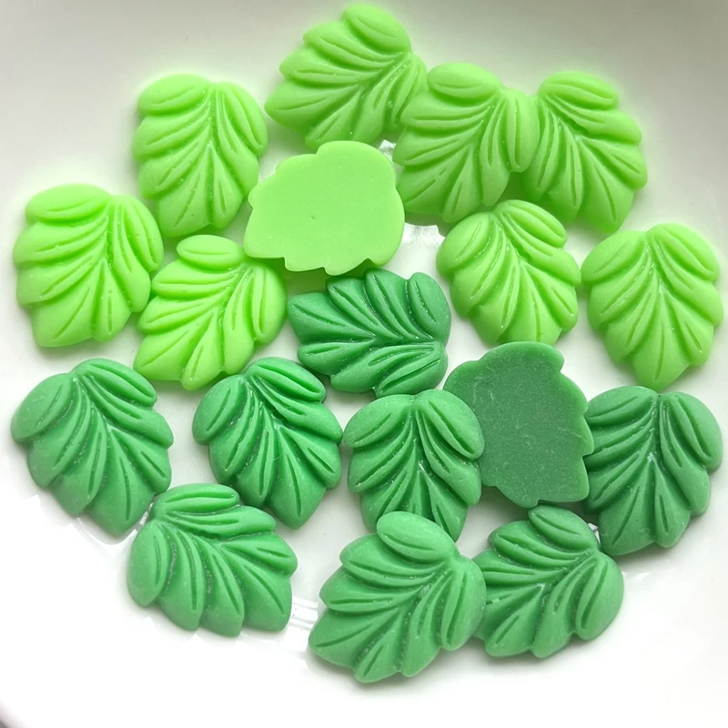 20pcs Kawaii Cute Mix Mini Leaf Flat Back Resin Dome Grass Clipbook DIY Jewelry Craft Decoration Accessories