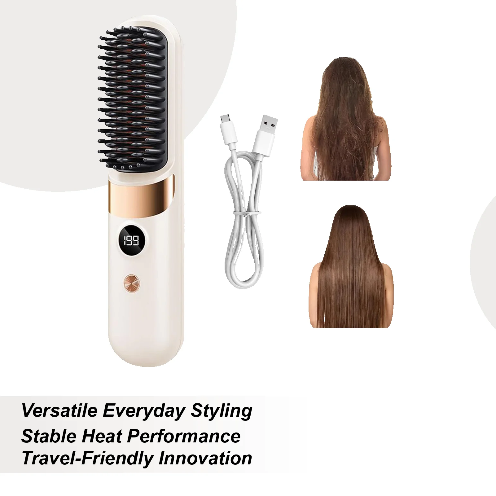 

Термощетка-выпрямитель для волос 5-в-1, беспроводная, перезаряжаемая, портативная, для укладки, для женщин