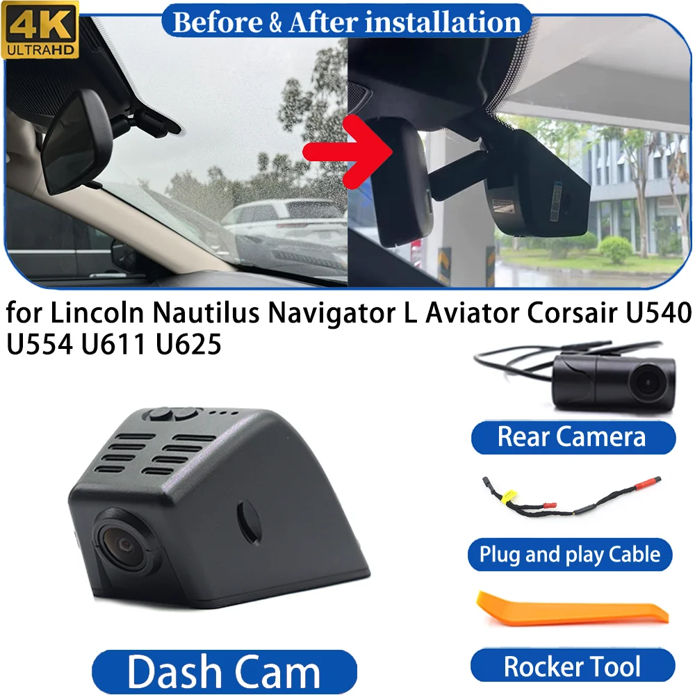 Dash Cam for Lincoln Nautilus Navigator L Aviator Corsair U540 U554 U611 U625 4K UHD DVR Wifi Camera Video Recorder Dashboard