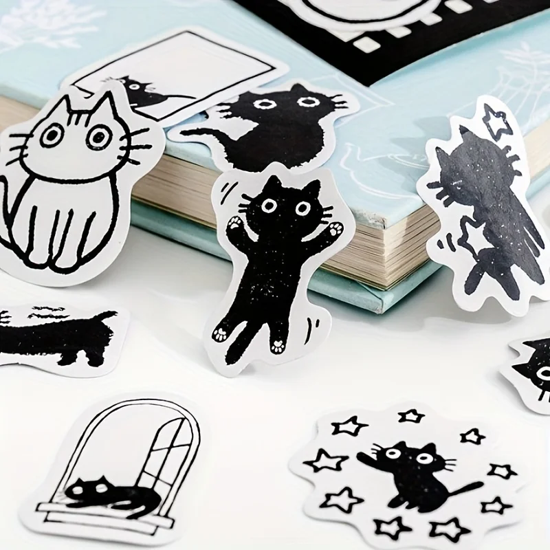 MOHAMM 45pcs Cute Animal Cat Paper Stickers Decorative Material Stickers for Collage Scrapbooking DIY Journaling Gift Stickers