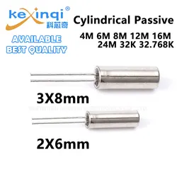 Oscillateur à Clip Cylindrique Passif, Quartz 32.768K DIP 2 Broches, 6M 12M 32k 24M 32.768M Hz 3x8 3*8 2x6 2*6mm, 10 Pièces