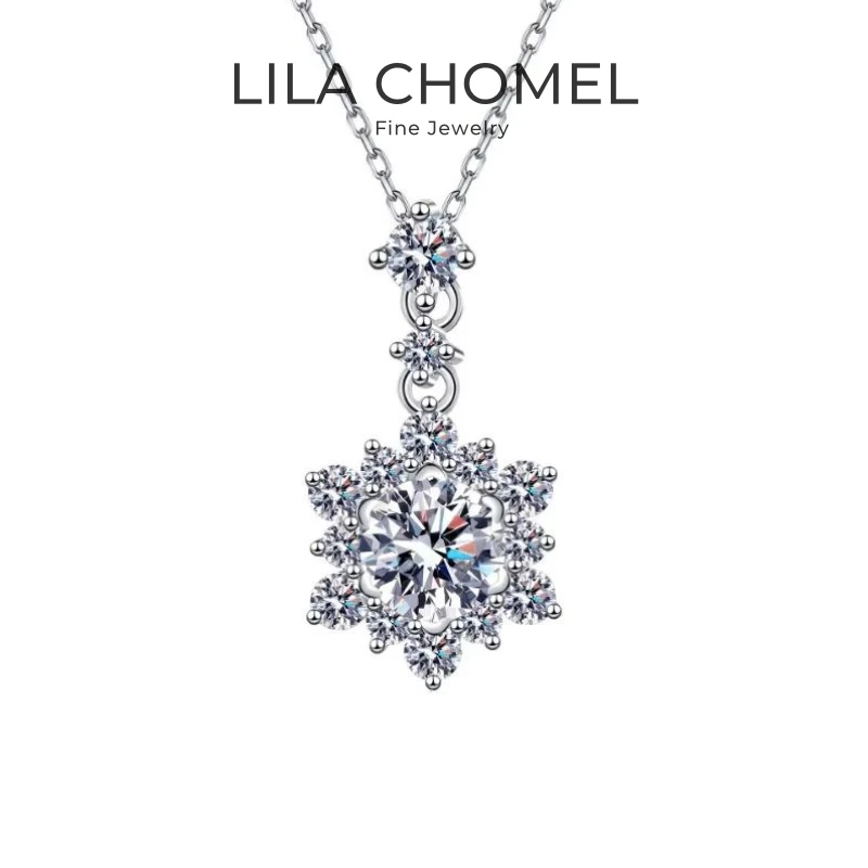

WOMEN Valentine's Day 18K White Gold Wedding Necklaces 1CT Moissanite Diamond Pendant Girl Birthday Gift PT950 Platinum Jewelry