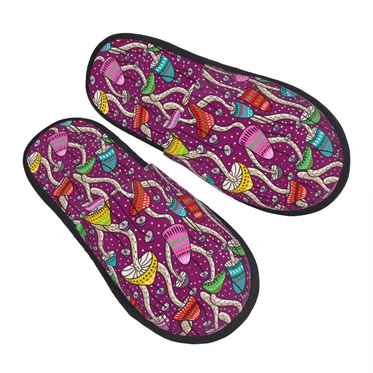 

Psychedelic Magic Mushrooms House Slippers Soft Warm Memory Foam Fluffy Slipper Custom Print Women Indoor Outdoor Shoes